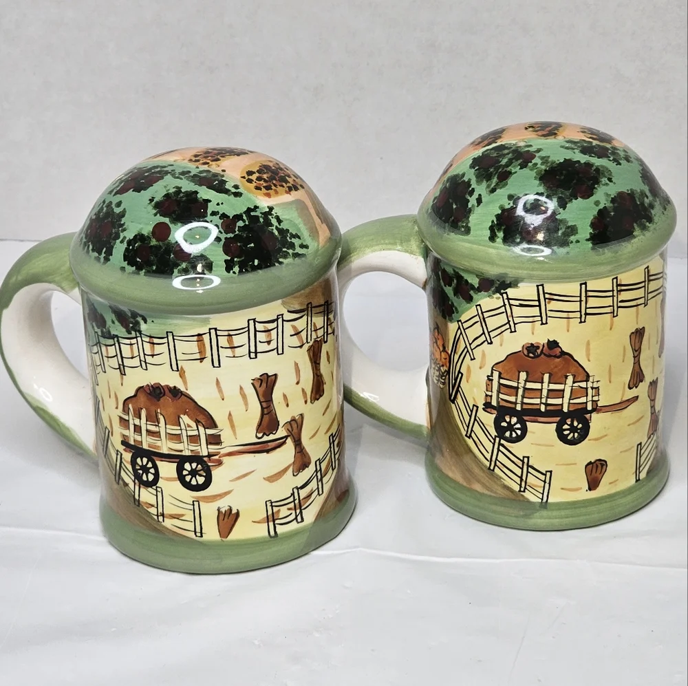 Ceramic Salt & Pepper Shaker with Handle Farmhouse Large 4